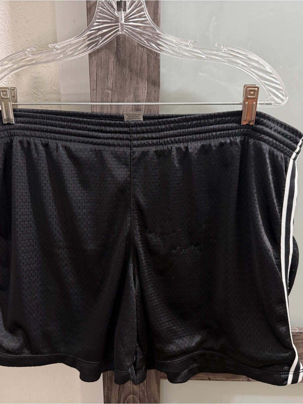 Champion Black Athletic Mesh Shorts with White Side Stripes